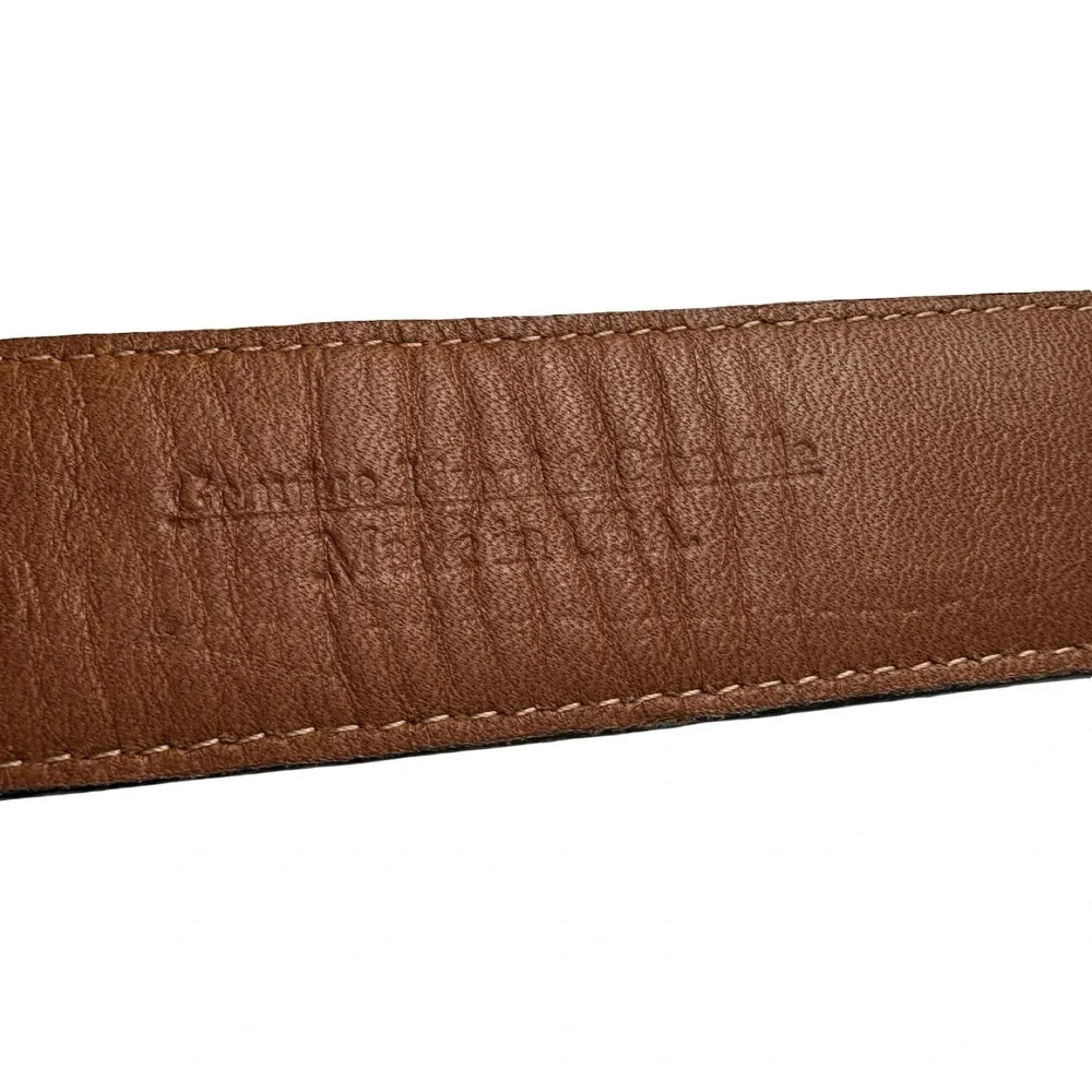 Bespoke Brown Crocodile Lizard Patchwork Mens Brass Buckle Belt Size 36 NWOT